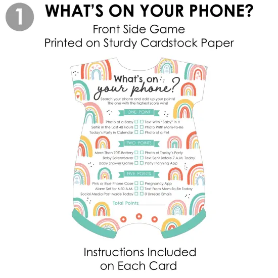 Big Dot of Happiness Hello Rainbow - 2-in-1 Boho Baby Shower Cards - Activity Duo Games - Set of 20 {7}