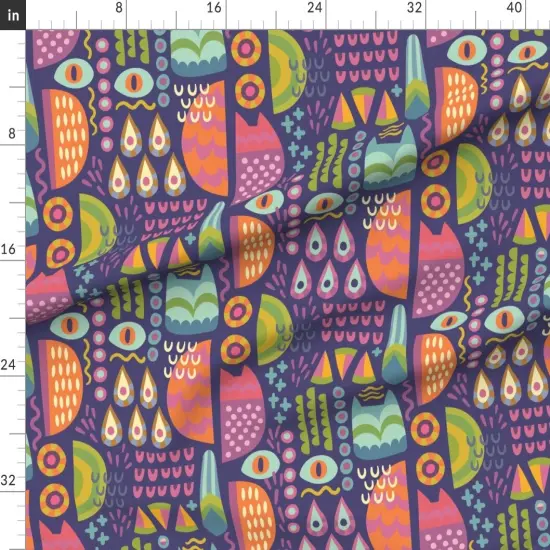 Various Fabrics by the Yard or Fat Quarter Whimsical Strigiforme Raptor Modern Custom Printed Fabric by Spoonflower {1}