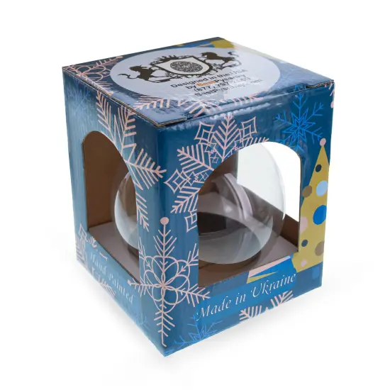 Sparkling Blue Snowflake and Pearl Glass Ball Ornament 3.25 Inches {5}