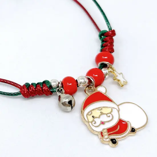 Wrapables Friendship Beaded Enamel Charm Bracelet, Santa {2}