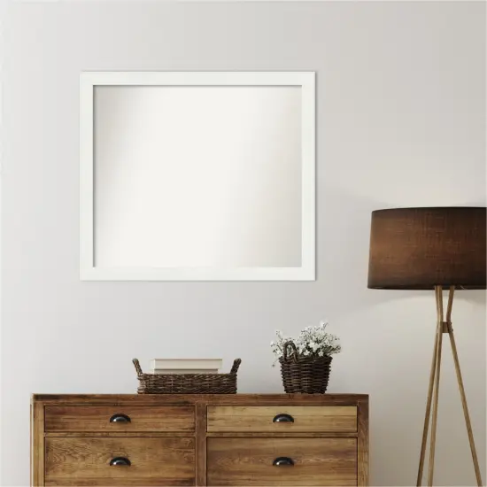 Vanity White Narrow Non-Beveled Custom Framed Bathroom Vanity Wall Mirror {1}