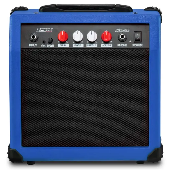 LyxPro Electric Guitar Amp, 20w Portable Mini Amplifier Blue {1}