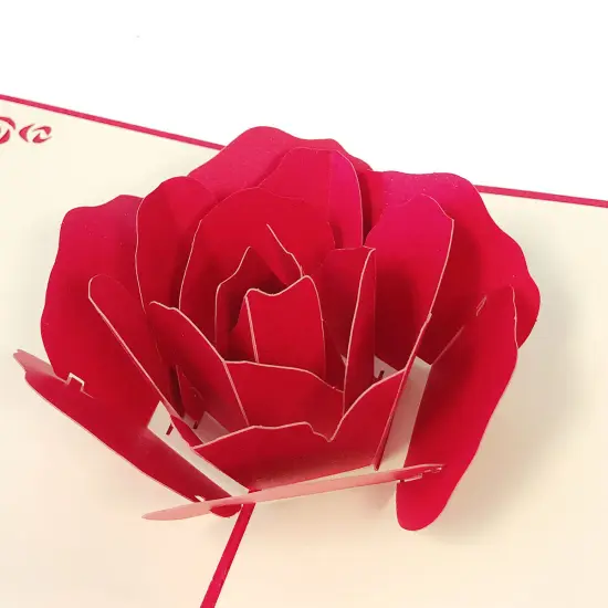 Wrapables (Set of 4) 3D Pop-Up Greeting Cards for Birthday, Thank you, Anniversary, Wedding, Holidays Heart Rose Bloom {3}