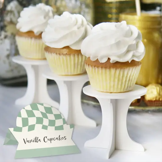 Big Dot of Happiness Sage Green Checkered Party - Tent Buffet Card - Table Setting Name Place Cards - Set of 24 {6}