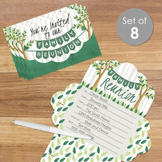 Big Dot of Happiness Family Tree Reunion - Fill-In Cards - Family Gathering Party Fold and Send Invitations - Set of 8 {3}