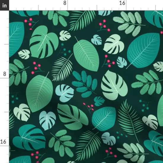 Various Fabrics by the Yard or Fat Quarter Green Leaves Floral Nature Garden Exotic Jungle Botanical Medium Scale Custom Printed Fabric by Spoonflower {2}