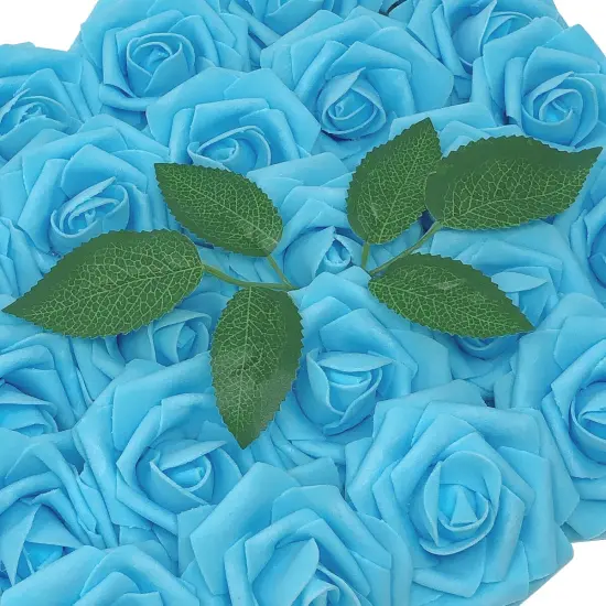Wrapables Artificial Rose Flower, Real Touch Flowers for DIY Wedding Bouquets and Centerpieces Light Blue {2}