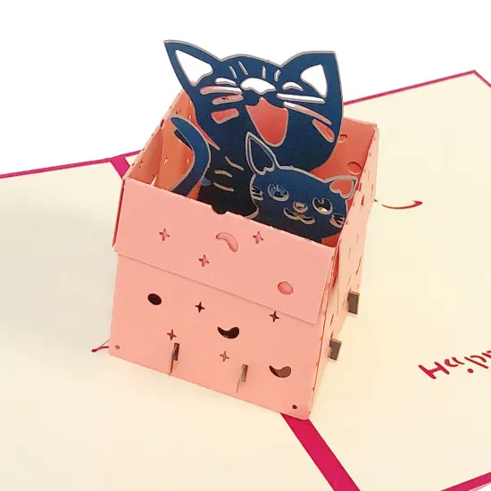 Wrapables (Set of 4) 3D Pop-Up Greeting Cards for Birthday, Thank you, Anniversary, Wedding, Holidays {4}