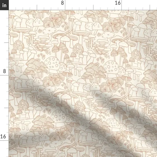 Various Fabrics by the Yard or Fat Quarter Brown Mushroom Pen And Ink Forest Nature Woodland Fauna Mycology Sketch Hand Drawn Large Scale Custom Printed Fabric by Spoonflower {2}
