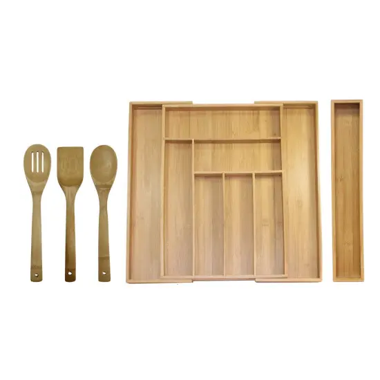 Oceanstar 5 Piece Bamboo Expandable Drawer Utensil Organizer Set Brown {1}