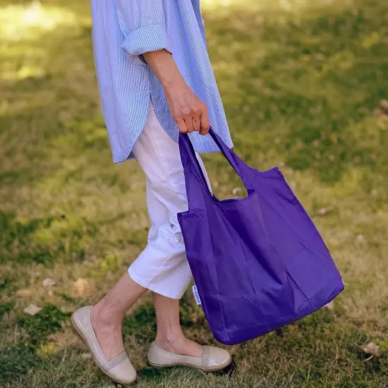 Wrapables Large & Small Foldable Tote Nylon Reusable Grocery Bags, Set of 2 Set of 2, Purple {6}