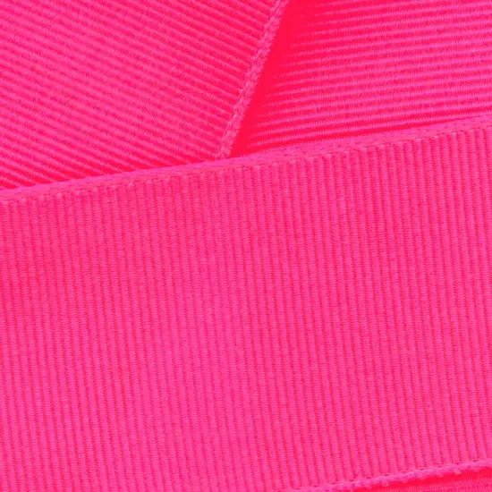 3/8" Grosgrain Ribbon Solid 170 Neon Pink 50 Yard {1}
