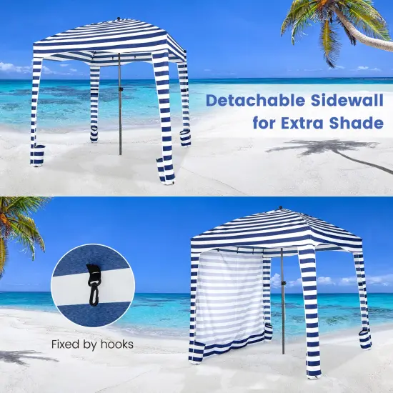 Costway 6 x 6FT Foldable Beach Cabana Tent withCarrying Bag Detachable Sidewall {2}