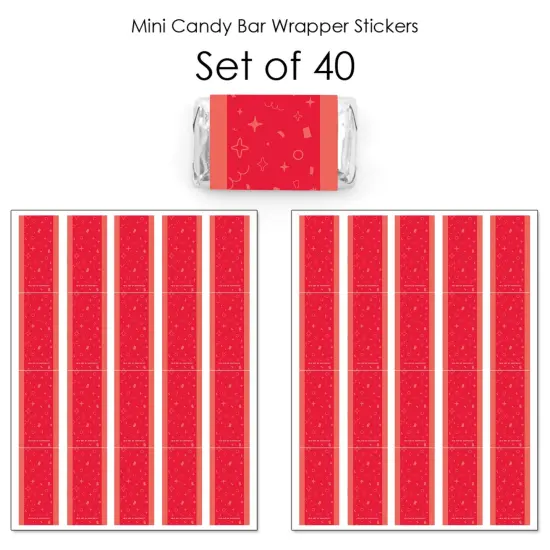 Big Dot of Happiness Red Confetti Stars - Mini Candy Bar Wrapper Stickers - Simple Party Small Favors - 40 Count {4}