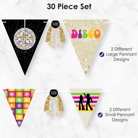 Big Dot of Happiness 70's Disco - DIY 1970s Disco Fever Party Pennant Garland Decoration - Triangle Banner - 30 Pieces {6}