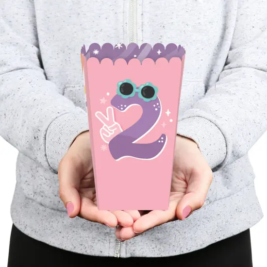 Big Dot of Happiness Two Cool - Girl - Pastel 2nd Birthday Party Favor Popcorn Treat Boxes - Set of 12 {6}