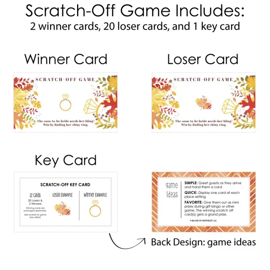 Big Dot of Happiness Fall Foliage Bride - Autumn Leaves Bridal Shower and Wedding Party Game Scratch Off Cards - 22 Count {6}