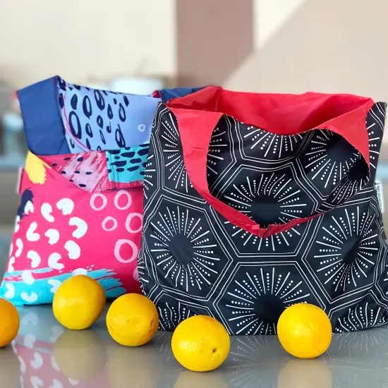 Wrapables Large & Small Allybag Foldable & Lightweight Reusable Grocery Bags (Set of 2) Starburst {5}