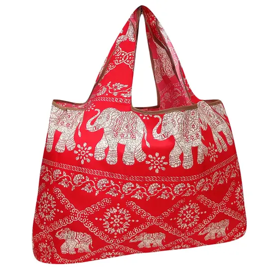 Wrapables Large Foldable Tote Nylon Reusable Grocery Bags Regal Elephants {1}