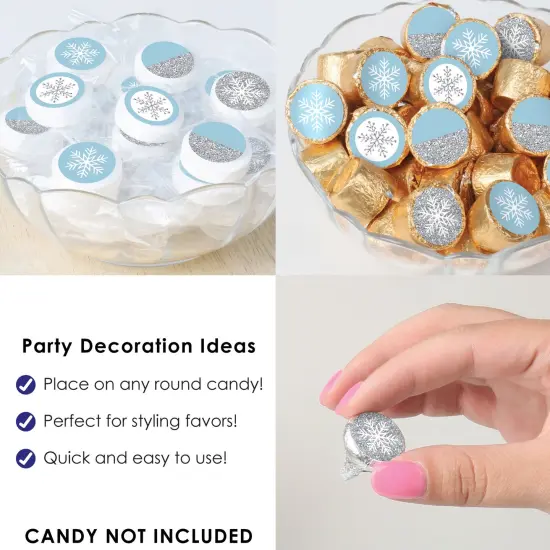 Big Dot of Happiness Winter Wonderland - Snowflake Holiday Party and Winter Wedding Small Round Candy Stickers - Party Favor Labels - 324 Count {6}