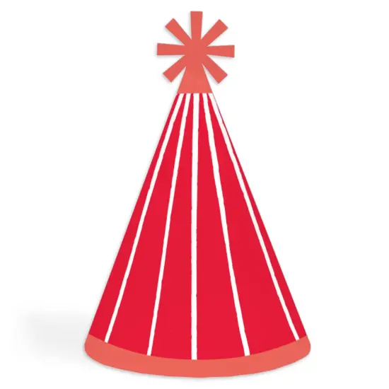 Big Dot of Happiness Red Stripes - Cone Happy Birthday Party Hats for Kids and Adults - Set of 8 (Standard Size) {1}