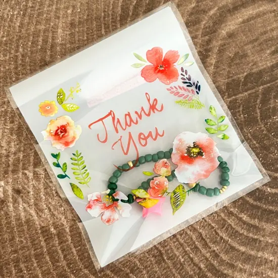 Wrapables Transparent Self-Adhesive 4" x 4" Candy and Cookie Bags, Favor Treat Bags for Parties and Wedding (200pcs) Thank You {5}