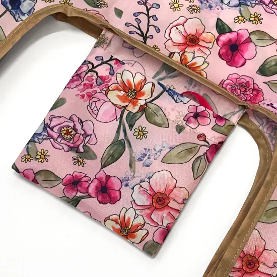 Wrapables JoliBag Collection Reusable Shopping Bag (Set of 2) Pink Floral Motif {4}