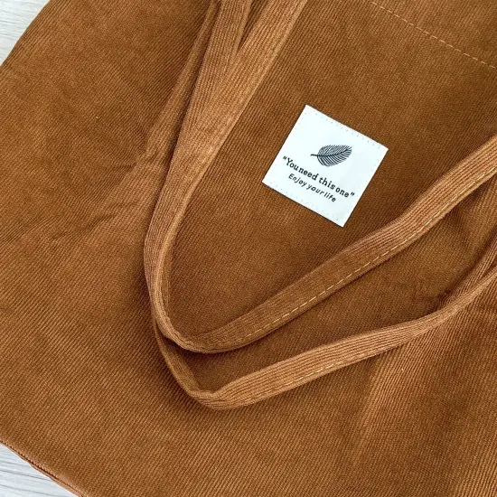 Wrapables Corduroy Tote Bag, Casual Everyday Shoulder Handbag, 2pc Black/Brown {5}