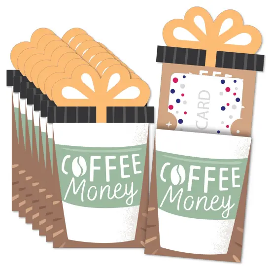 Big Dot of Happiness But First, Coffee - Cafe Themed Party Money and Gift Card Sleeves - Nifty Gifty Card Holders - Set of 8 {1}