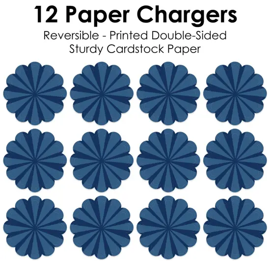 Big Dot of Happiness Navy Stripes - Simple Party Round Table Decorations - Paper Chargers - Place Setting For 12 {7}