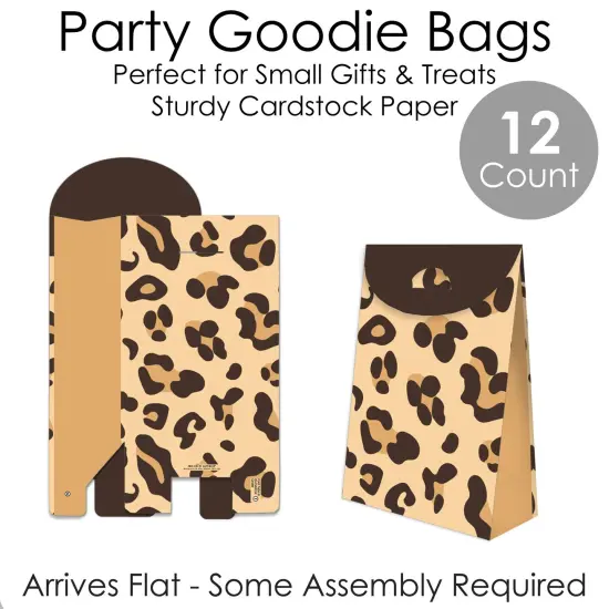 Big Dot of Happiness Leopard Print - Cheetah Gift Favor Bags - Party Goodie Boxes - Set of 12 {7}