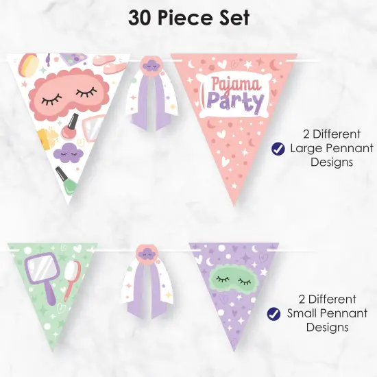 Big Dot of Happiness Pajama Slumber Party - DIY Girls Sleepover Birthday Party Pennant Garland Decoration - Triangle Banner - 30 Pieces {6}