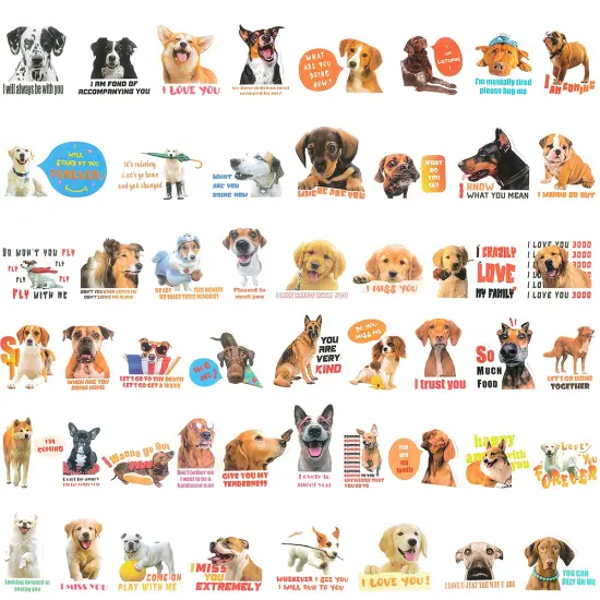 Wrapables Waterproof Vinyl Stickers for Water Bottles, Laptop, Phones, Skateboards, Decals for Teens, 100pcs Silly Puppies {2}