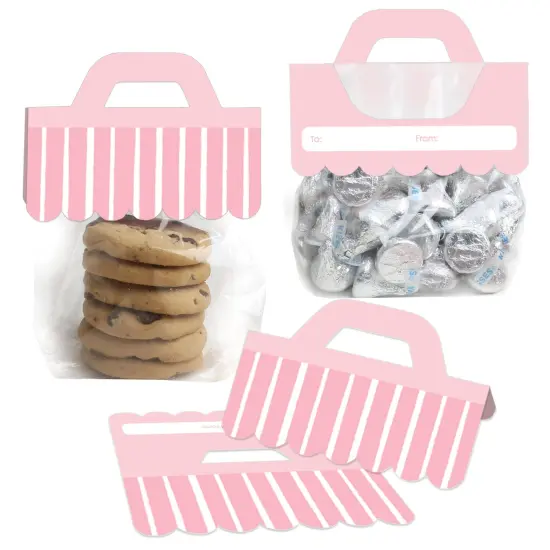Big Dot of Happiness Pink Stripes - DIY Simple Party Clear Goodie Favor Bag Labels - Candy Bags with Toppers - Set of 24 {1}