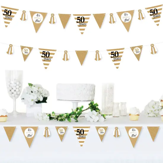 Big Dot of Happiness We Still Do - 50th Wedding Anniversary - DIY Anniversary Party Pennant Garland Decoration - Triangle Banner - 30 Pieces {3}