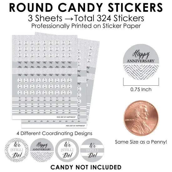 Big Dot of Happiness We Still Do - Wedding Anniversary - Anniversary Party Small Round Candy Stickers - Party Favor Labels - 324 Count {4}