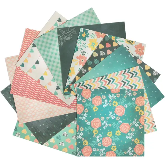 Wrapables 6x6 Decorative Single-Sided Scrapbook Paper for Arts & Crafts Projects, Scrapbooking, Card-Making Green Hearts {4}