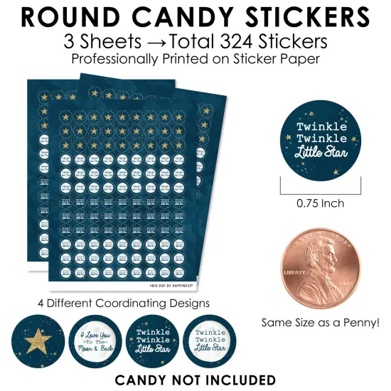 Big Dot of Happiness Twinkle Twinkle Little Star - Baby Shower or Birthday Party Small Round Candy Stickers - Party Favor Labels - 324 Count {4}