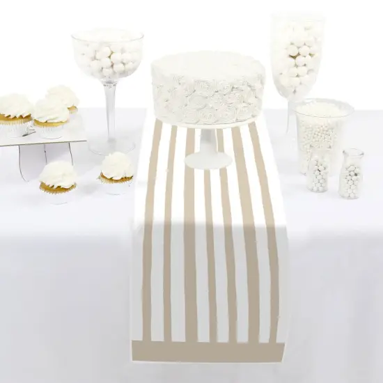 Big Dot of Happiness Tan Stripes - Petite Simple Party Paper Table Runner - 12 x 60 inches {3}