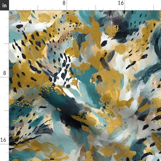 Various Fabrics by the Yard or Fat Quarter Animal Print Watercolor Jungle Nature Teal Gold Custom Printed Fabric by Spoonflower {2}