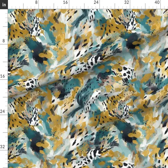 Various Fabrics by the Yard or Fat Quarter Animal Print Watercolor Jungle Nature Teal Gold Custom Printed Fabric by Spoonflower {1}