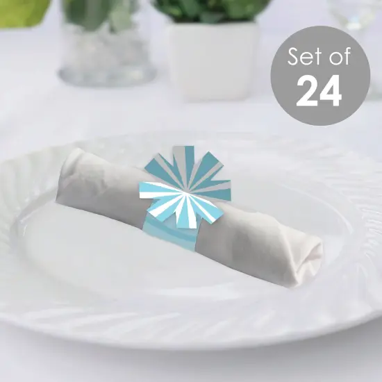 Big Dot of Happiness Blue Stripes - Simple Party Paper Napkin Holder - Napkin Rings - Set of 24 {3}