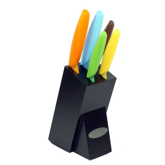 Oceanstar 6-Piece Non-Stick Coating knife set with Block Multicolor {4}