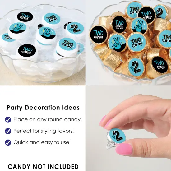 Big Dot of Happiness Two Cool - Boy - Blue 2nd Birthday Party Party Small Round Candy Stickers - Party Favor Labels - 324 Count {6}