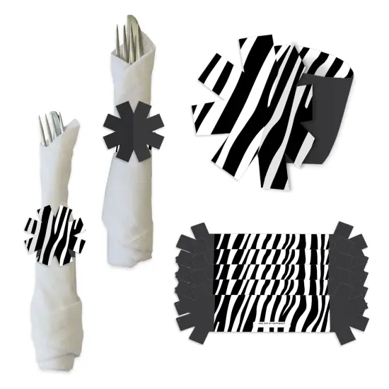 Big Dot of Happiness Zebra Print - Safari Party Paper Napkin Holder - Napkin Rings - Set of 24 {1}