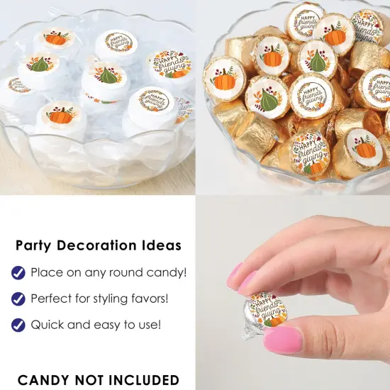 Big Dot of Happiness Fall Friends Thanksgiving - Friendsgiving Party Small Round Candy Stickers - Party Favor Labels - 324 Count {6}