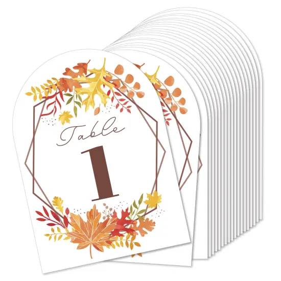Big Dot of Happiness Fall Foliage Bride - Autumn Leaves Bridal Shower and Wedding Party Double-Sided 5 x 7 inches Cards - Table Numbers - 1-20 {1}