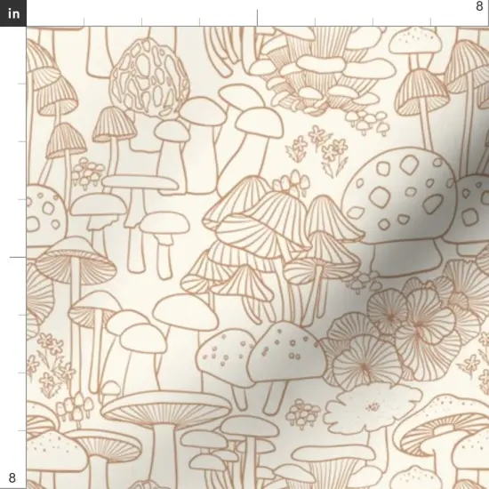 Various Fabrics by the Yard or Fat Quarter Brown Mushroom Pen And Ink Forest Nature Woodland Fauna Mycology Sketch Hand Drawn Large Scale Custom Printed Fabric by Spoonflower {4}