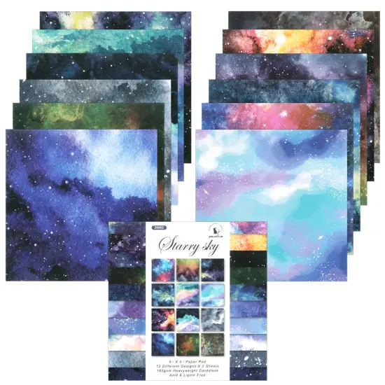 Wrapables 6x6 Decorative Single-Sided Scrapbook Paper for Arts & Crafts Projects, Scrapbooking, Card-Making Galactic Space {1}