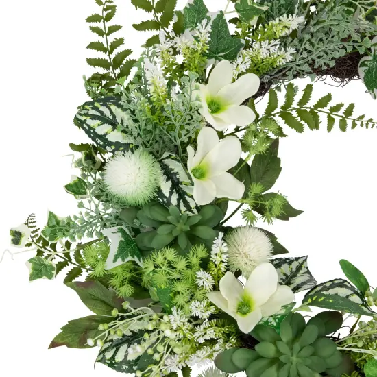 Northlight Hellebores and Ivy Artificial Spring Floral Wreath, 24-Inch Green {7}